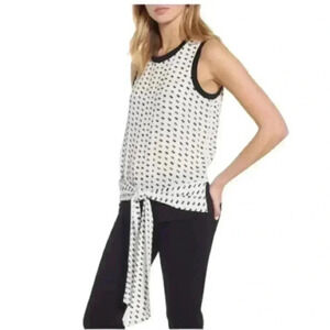 Trouvé Sleeveless Top Front Tie Black White Gray Size Small